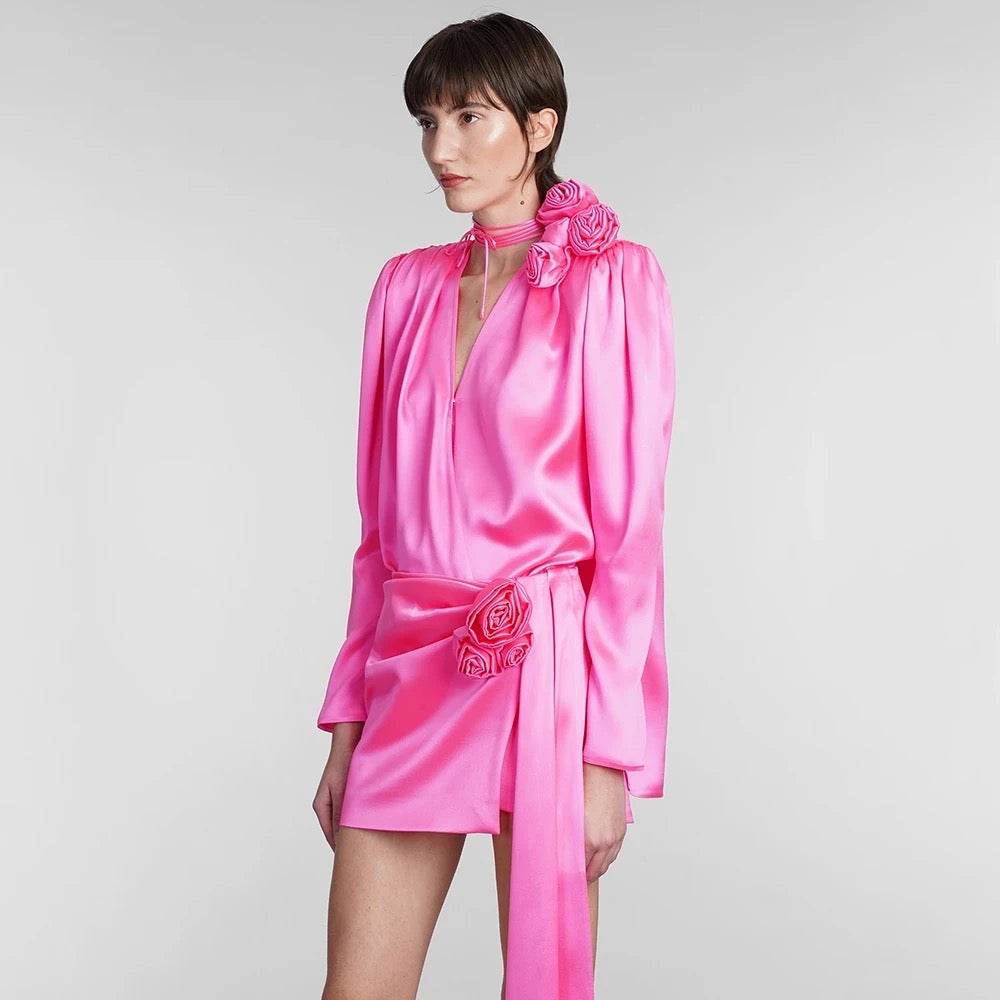 Pink Pendant Flower Mini skirt - REBECATHELABEL