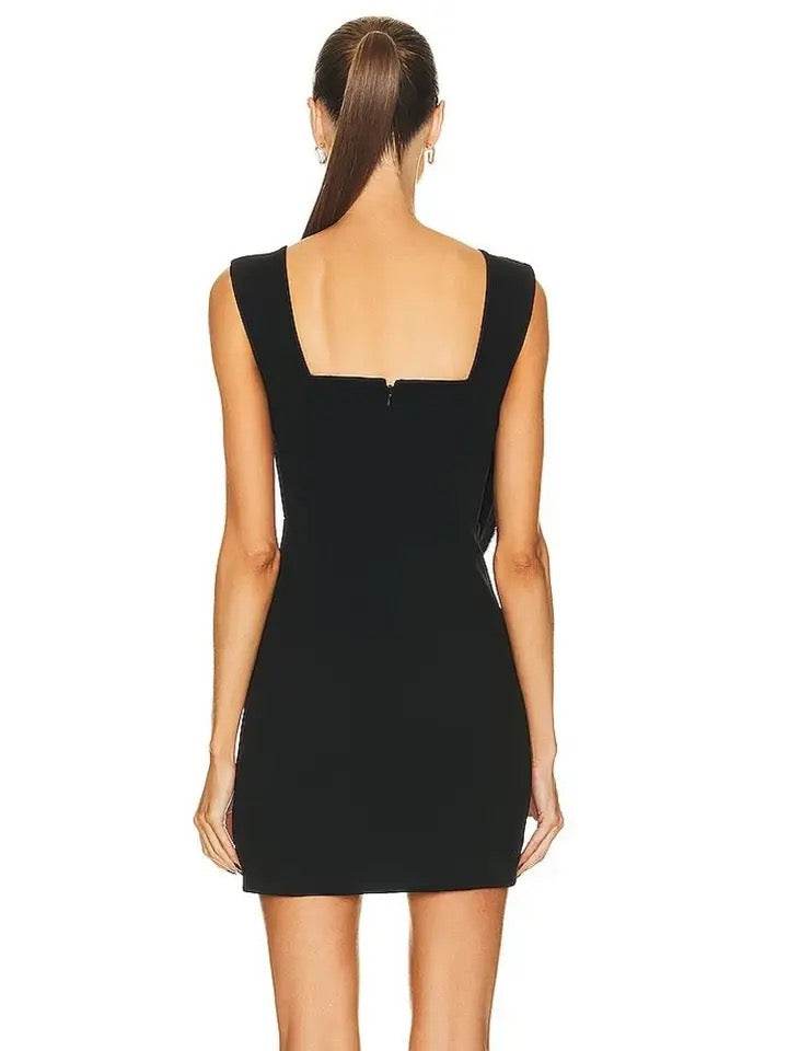 Pleated Flower Square Neck dress - REBECATHELABEL