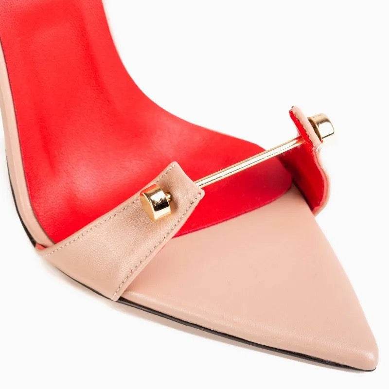 Pointed Toe One Button Metal Heel - REBECATHELABEL