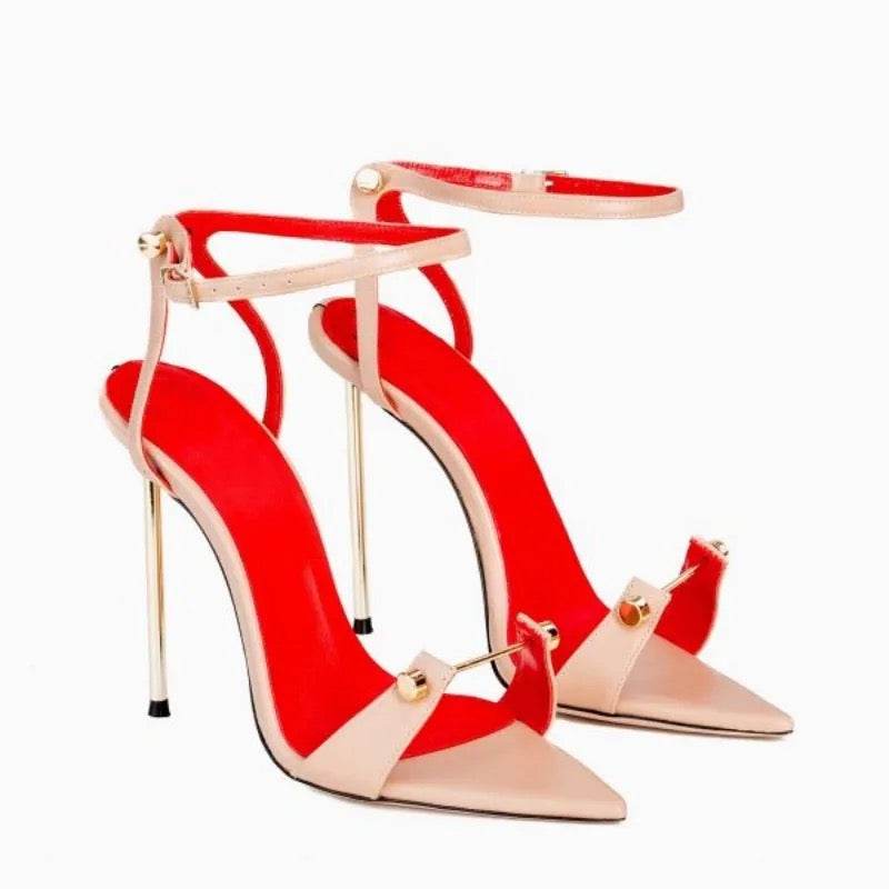 Pointed Toe One Button Metal Heel - REBECATHELABEL