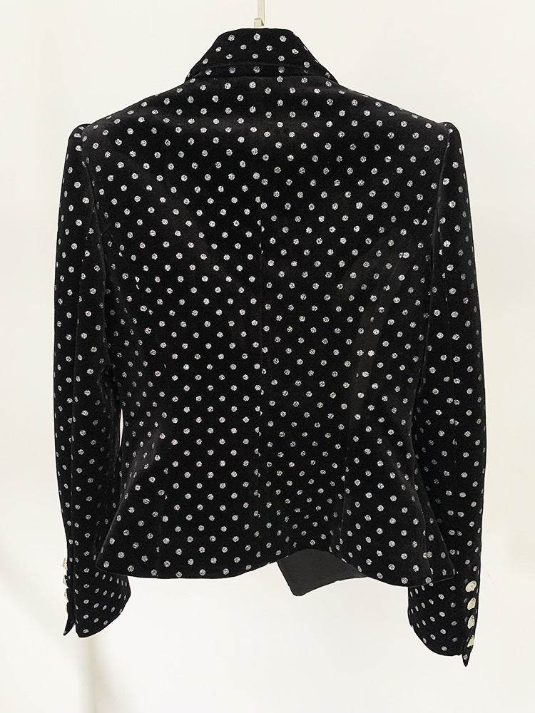 Polka Dot Velvet Blazer - REBECATHELABEL
