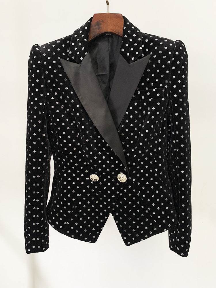 Polka Dot Velvet Blazer - REBECATHELABEL