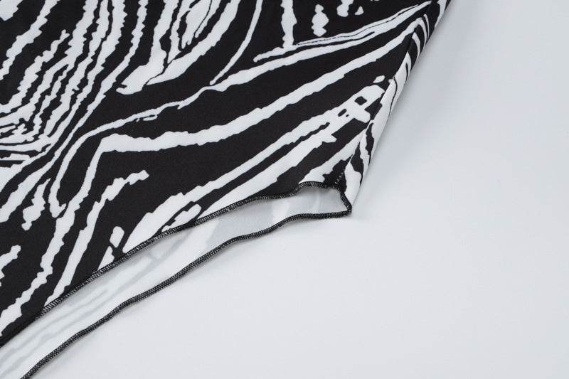 Print Sexy Backless Hollow Out Cutout out Split Sling Dress - REBECATHELABEL