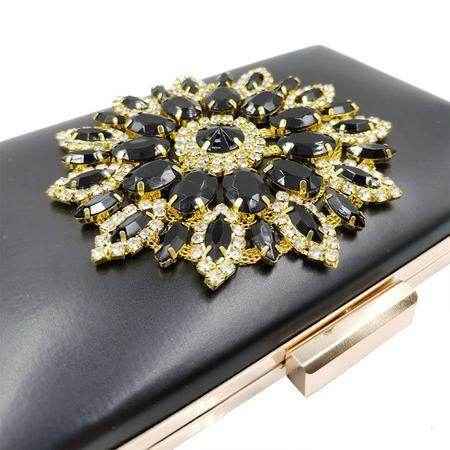 Rhinestone Square Lock Clasp Evening Chain Bag