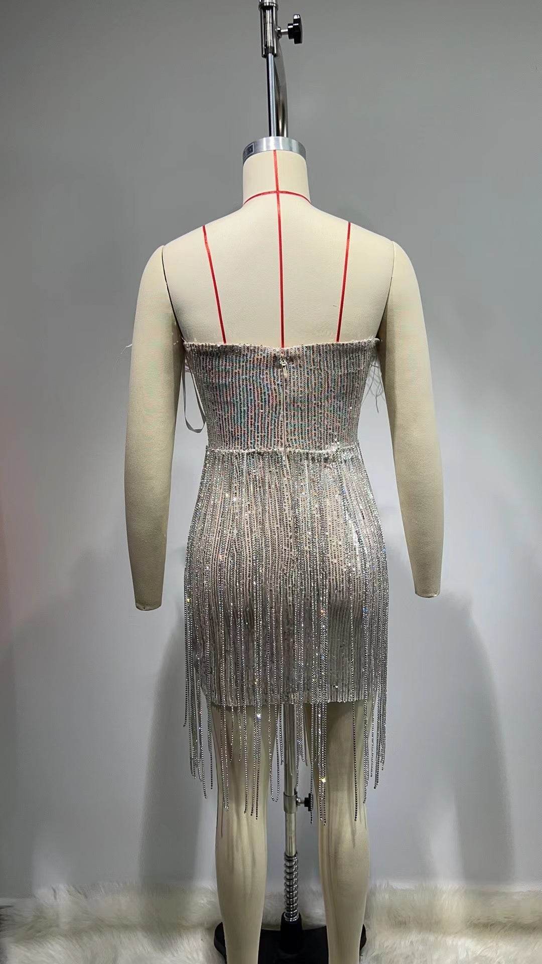 Riri feather rhinestone dress - REBECATHELABEL