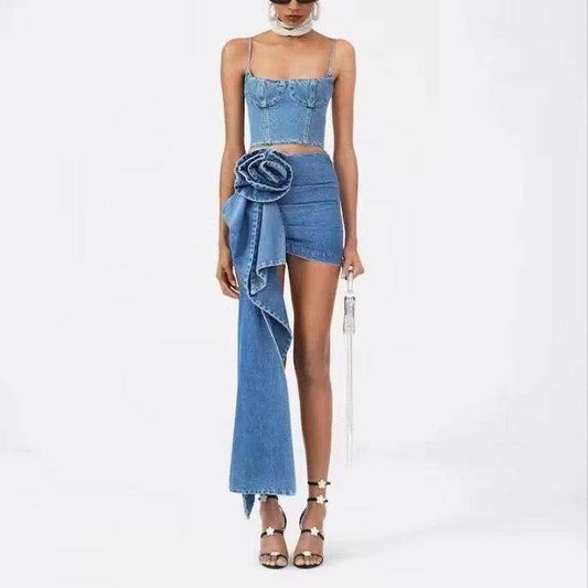 Rona denim skirt set - REBECATHELABEL