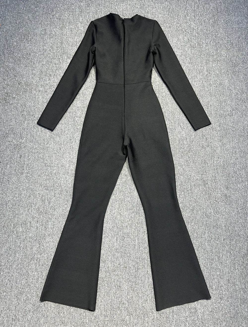 Round Neck Hollow Tight Bandage Jumpsuit - REBECATHELABEL