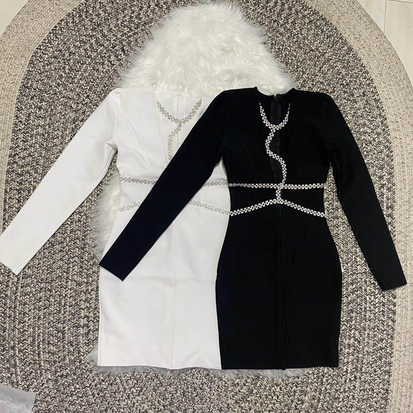 SPARKLY RHINESTONE MINI DRESS - REBECATHELABEL