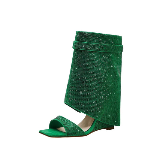 Sandals Boots Crystal Metal Lock - REBECATHELABEL