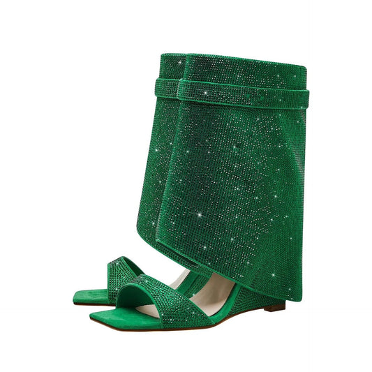 Sandals Boots Crystal Metal Lock - REBECATHELABEL