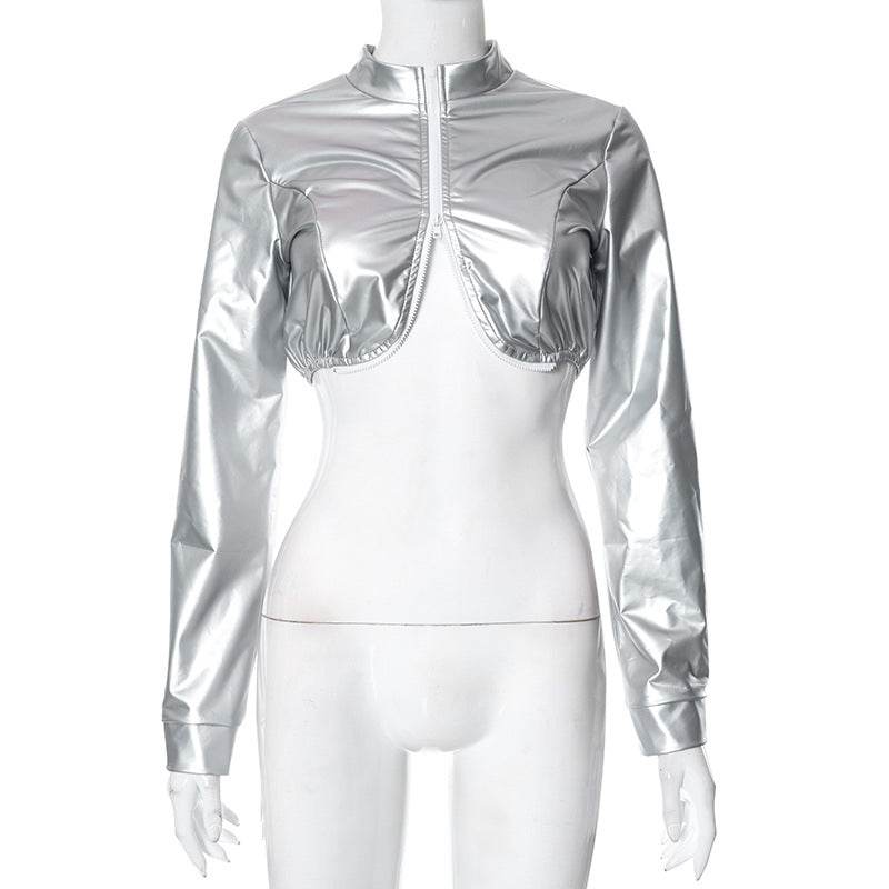 Sense Cropped Long Sleeve Faux Leather set - REBECATHELABEL