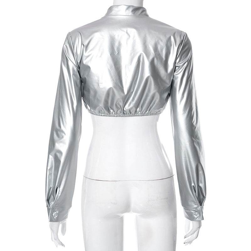 Sense Cropped Long Sleeve Faux Leather set - REBECATHELABEL