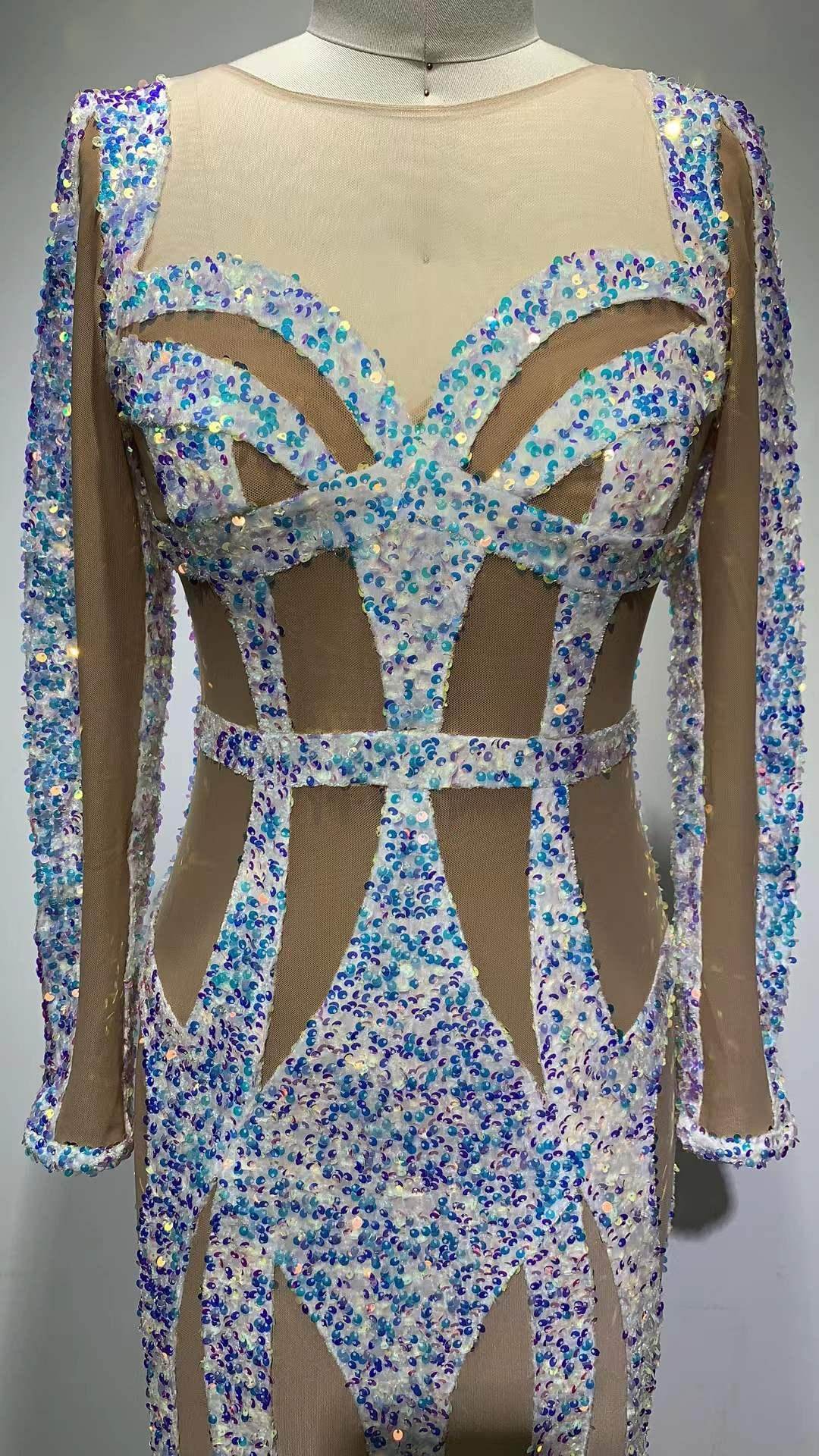 Sequined Maxi Long Sleeve Elegant dress - REBECATHELABEL