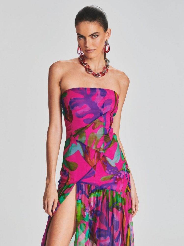 Sexy Sleeveless Split Colorful Vacation Maxi Dress - REBECATHELABEL