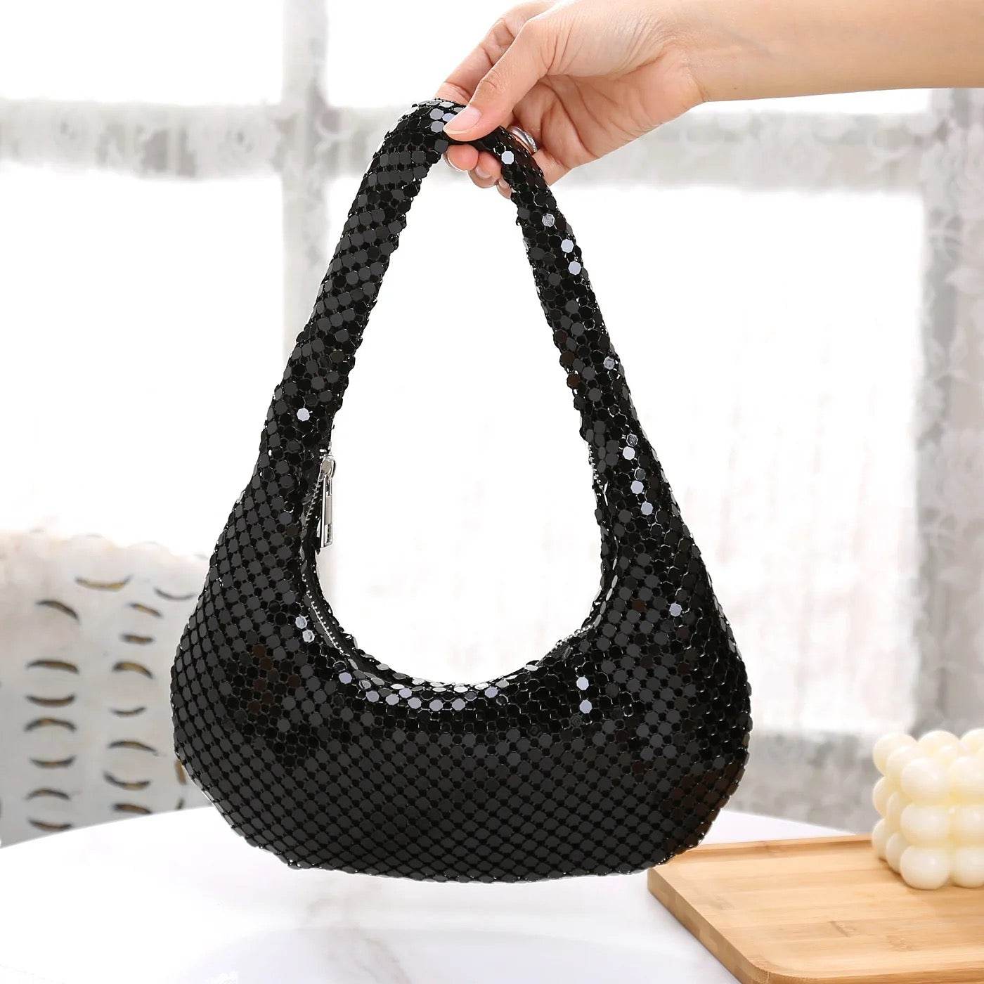 Shining Half Moon Mini Party Shoulder Bag Evening Purse - REBECATHELABEL