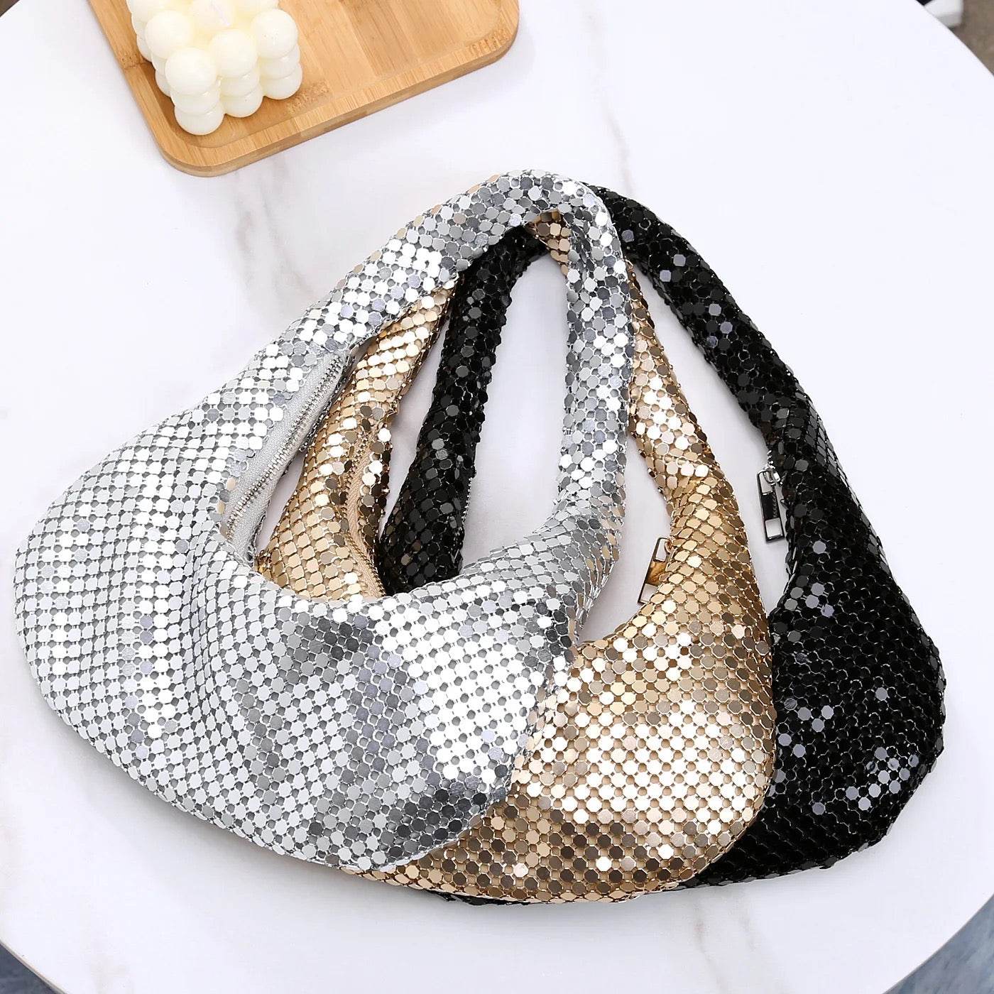 Shining Half Moon Mini Party Shoulder Bag Evening Purse - REBECATHELABEL