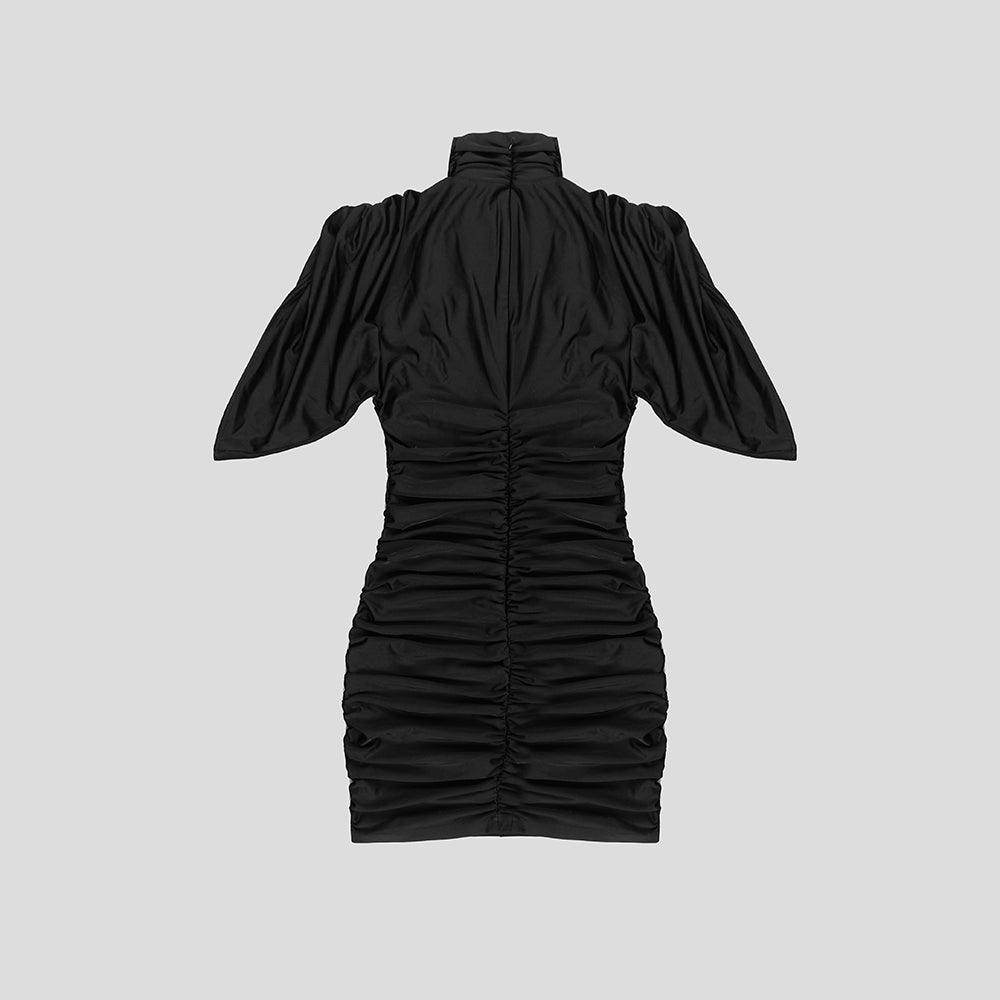 Short Sleeves Draped Mini Dress - REBECATHELABEL