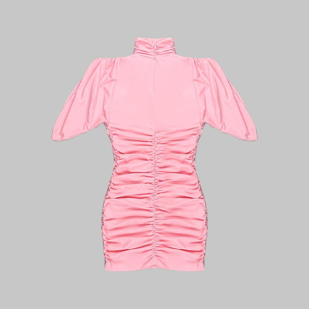 Short Sleeves Draped Mini Dress - REBECATHELABEL