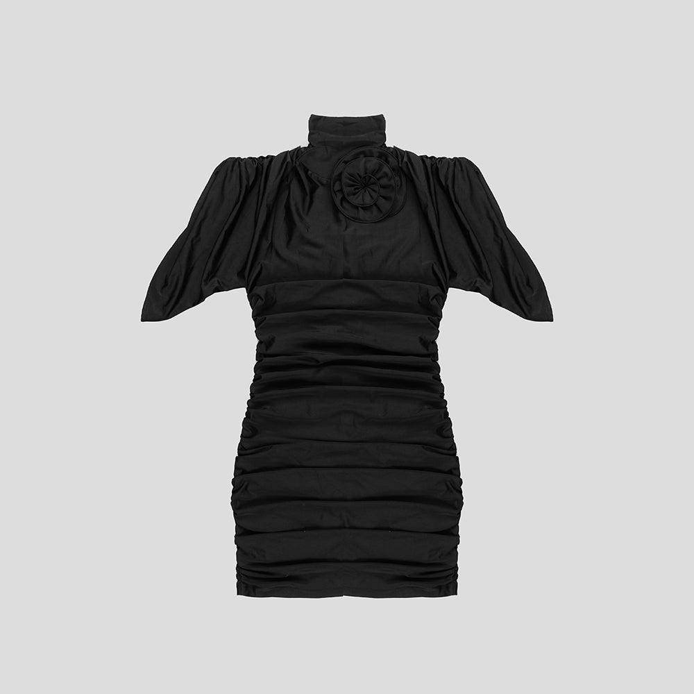 Short Sleeves Draped Mini Dress - REBECATHELABEL