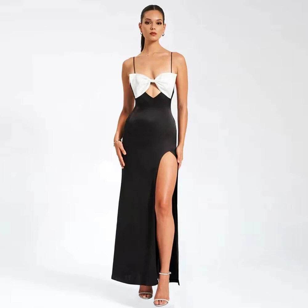 Sleeveless Hollow Bow Maxi Strap Dress - REBECATHELABEL