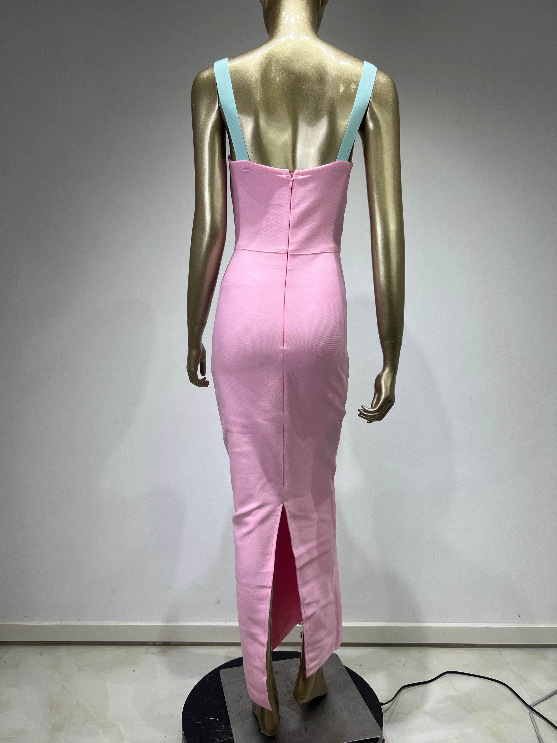 Sleeveless Strap Bodycon Strap Long Dress - REBECATHELABEL