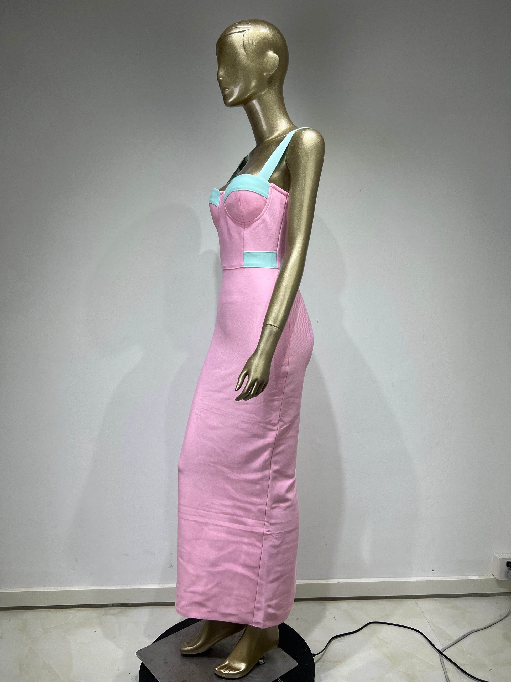 Sleeveless Strap Bodycon Strap Long Dress - REBECATHELABEL