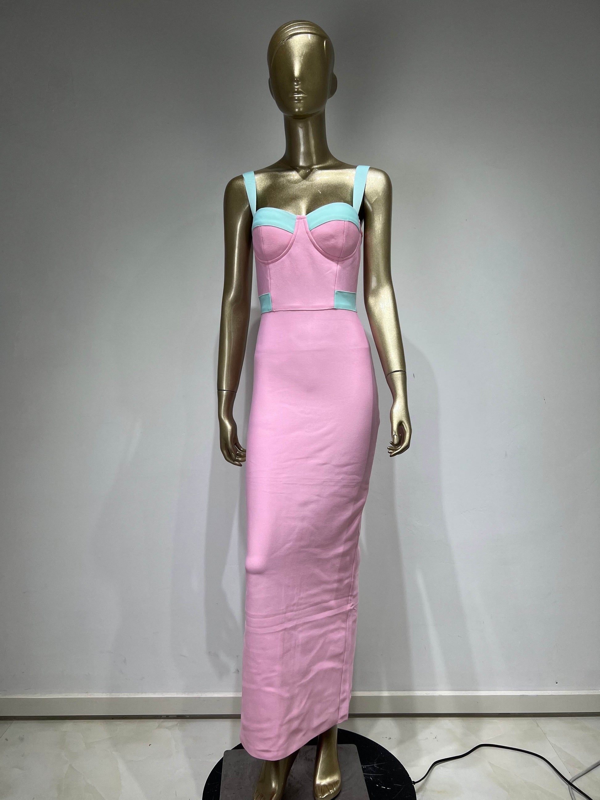 Sleeveless Strap Bodycon Strap Long Dress - REBECATHELABEL