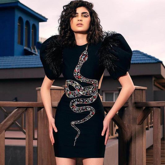 Sneak Beaded Velvet Mini Dress - REBECATHELABEL