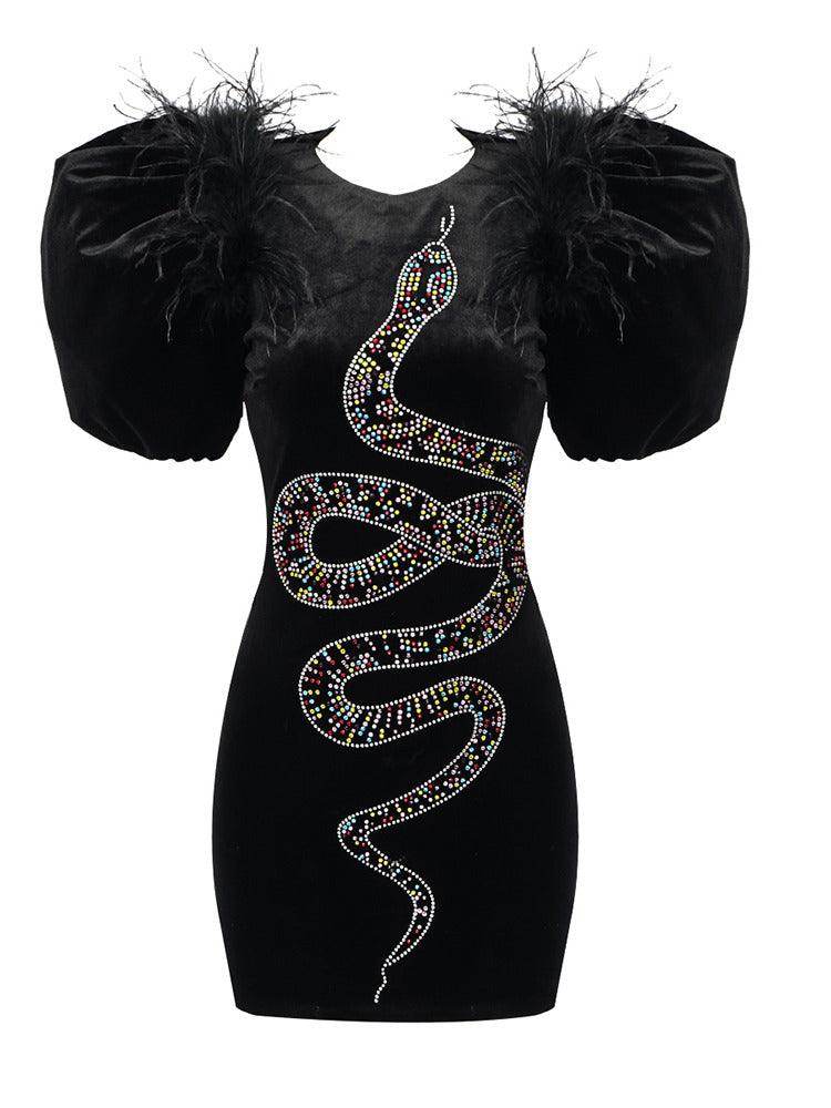 Sneak Beaded Velvet Mini Dress - REBECATHELABEL