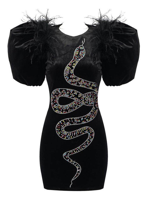 Sneak Beaded Velvet Mini Dress - REBECATHELABEL