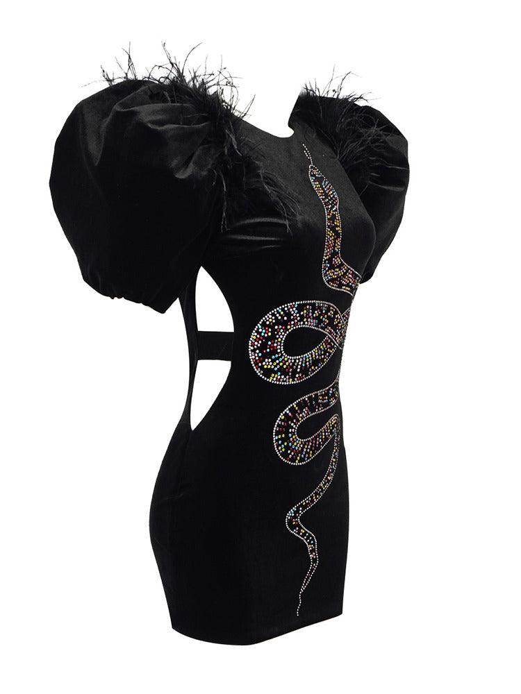 Sneak Beaded Velvet Mini Dress - REBECATHELABEL