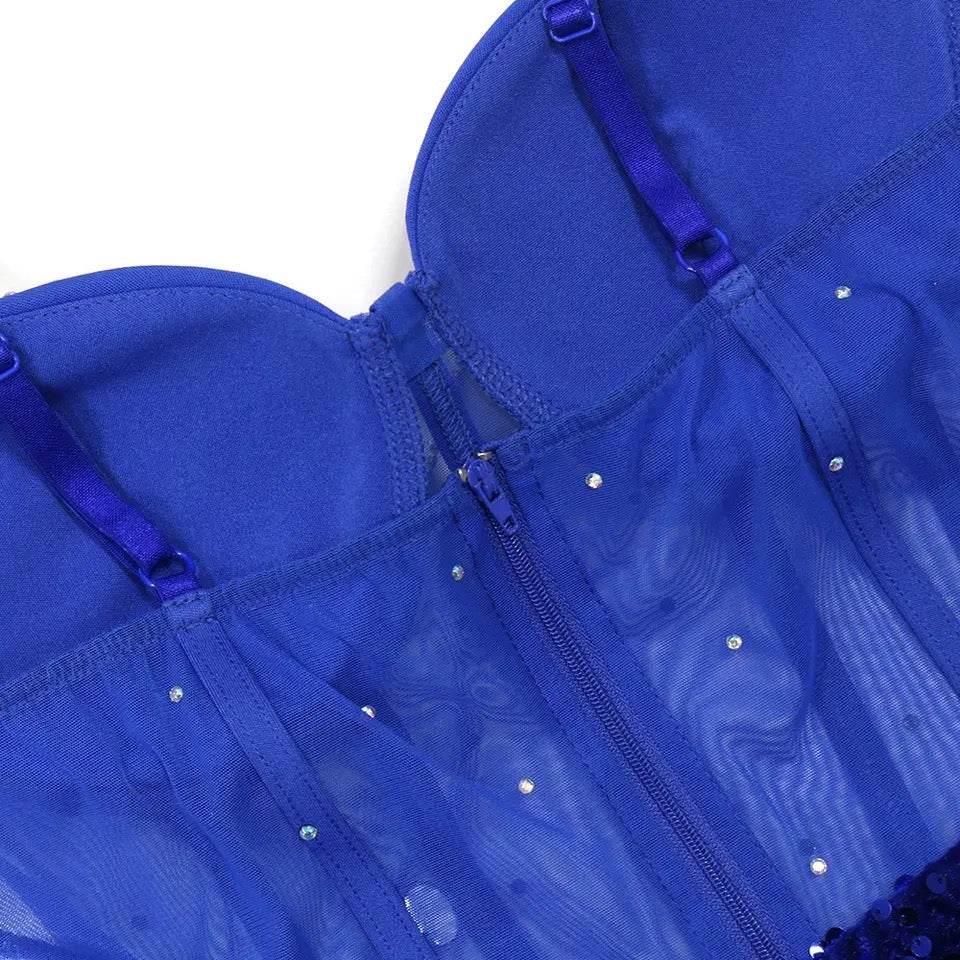 Solid Rhinestones Sequins Spaghetti Strap dress - REBECATHELABEL