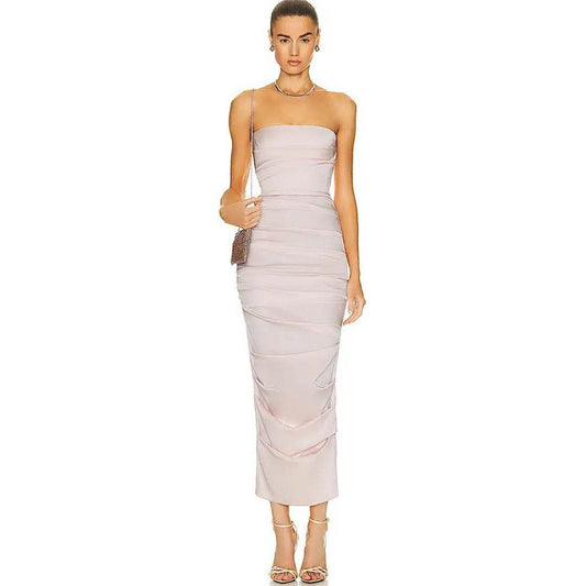 Strapless Draped Long Dresses Classy dress - REBECATHELABEL