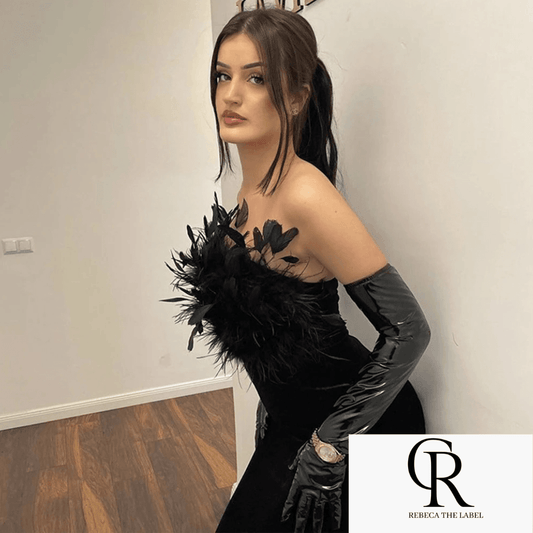 Strapless Feather Bandage Dress - REBECATHELABEL