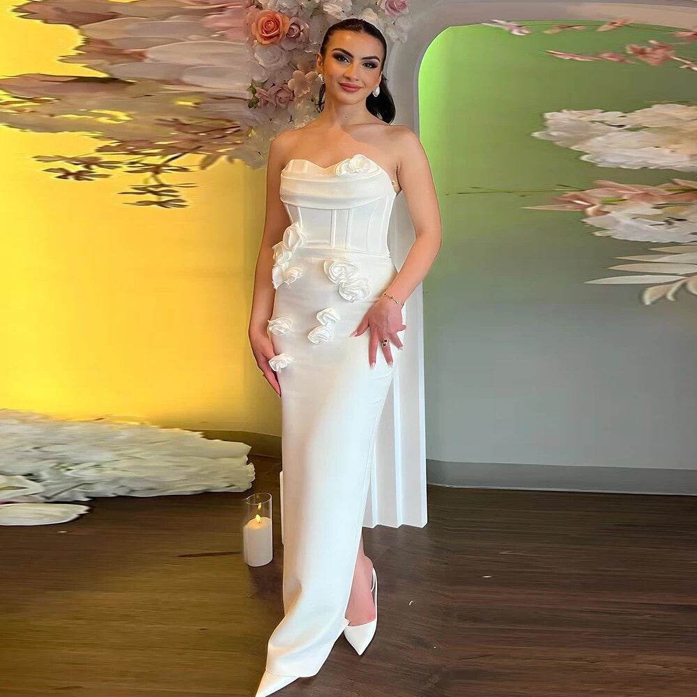 Strapless Flower Sexy Backless Sleeveless Tight Long Dress - REBECATHELABEL