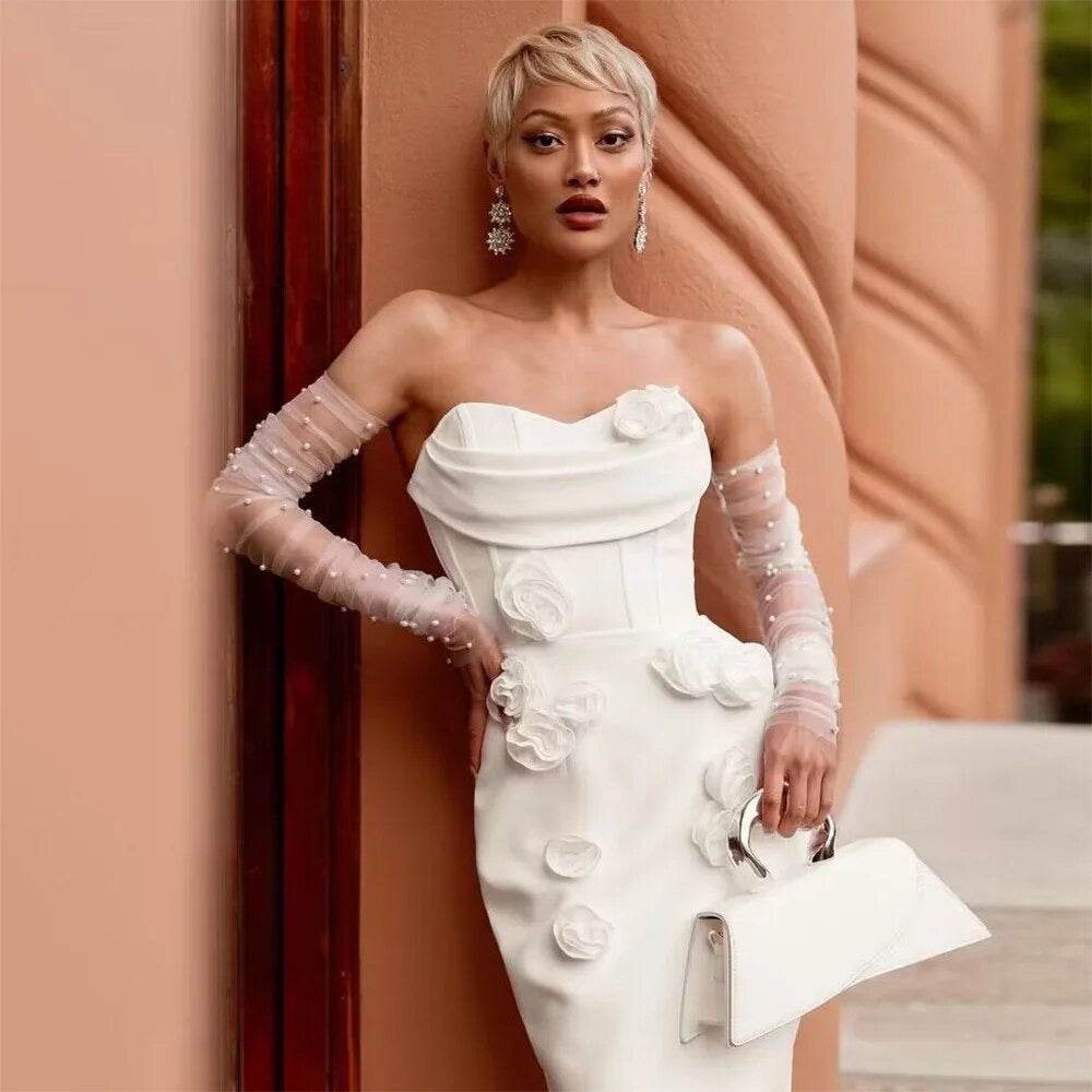 Strapless Flower Sexy Backless Sleeveless Tight Long Dress - REBECATHELABEL