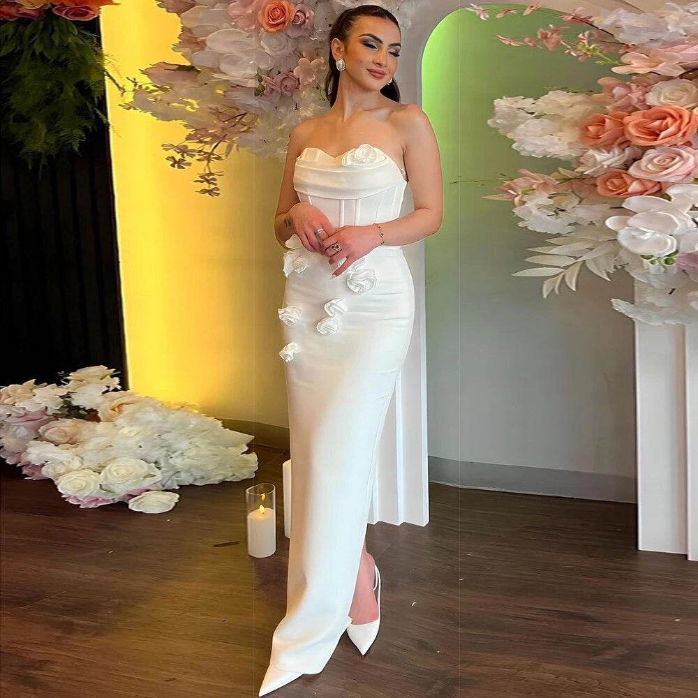 Strapless Flower Sexy Backless Sleeveless Tight Long Dress - REBECATHELABEL