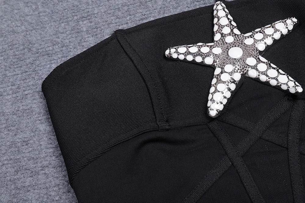 Strapless Sexy Backless Diamond Starfish Mesh Mini Tight Bandage Dress - REBECATHELABEL