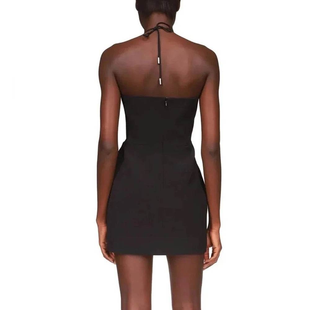 Strapless Sexy Backless Diamond Starfish Mesh Mini Tight Bandage Dress - REBECATHELABEL