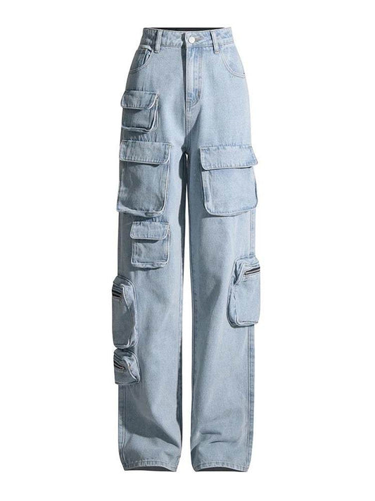 Streetwear Blue Wide Leg Pants - REBECATHELABEL