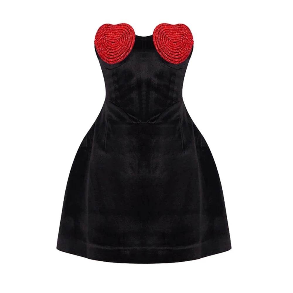 Sweet Heart Diamond Design Strapless Sexy A-line Mini Dress - REBECATHELABEL