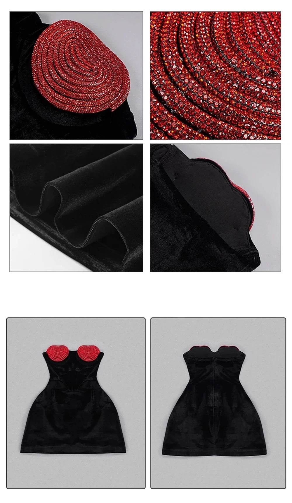 Sweet Heart Diamond Design Strapless Sexy A-line Mini Dress - REBECATHELABEL