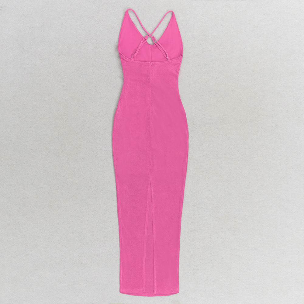 Three Dimensional Halter Floral Slim Dress - REBECATHELABEL