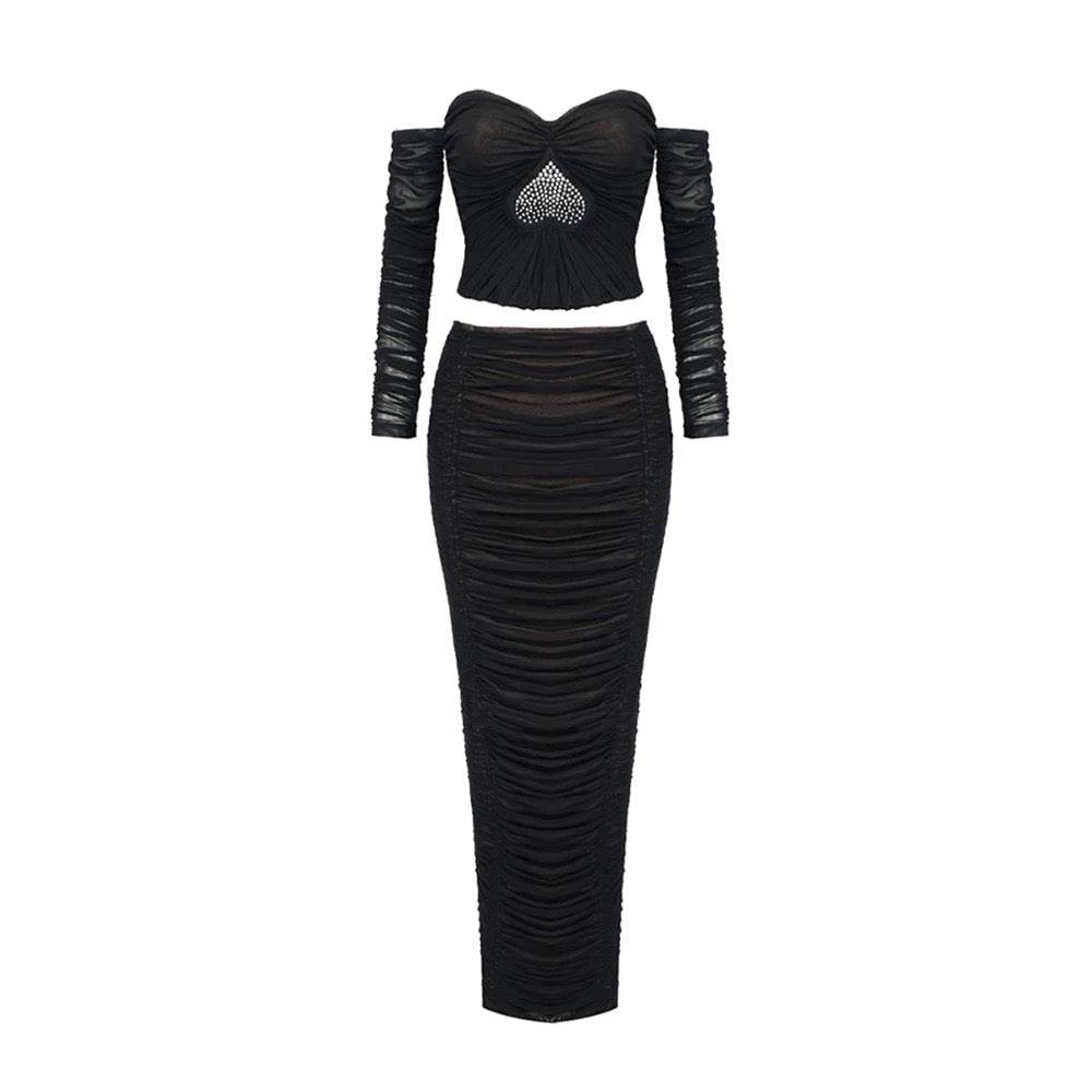 Tight Diamond Long Sleeve Top set - REBECATHELABEL