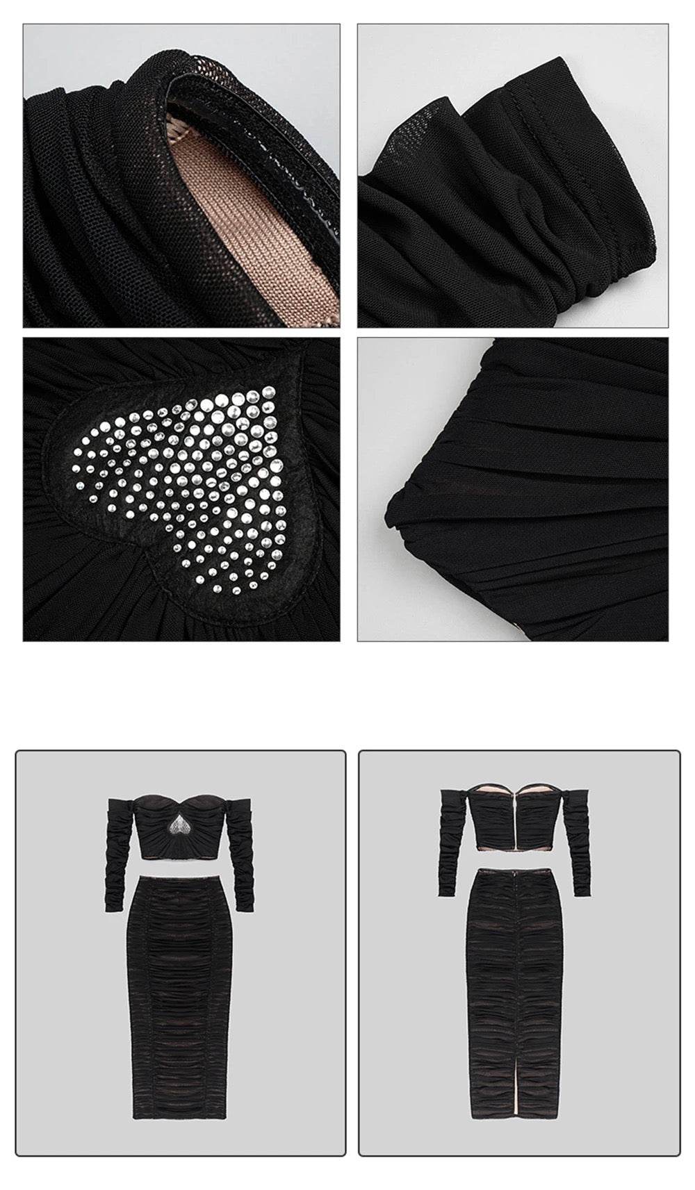 Tight Diamond Long Sleeve Top set - REBECATHELABEL