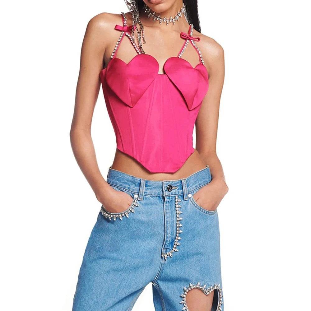 Tight Pink Diamond Heart Short Top - REBECATHELABEL