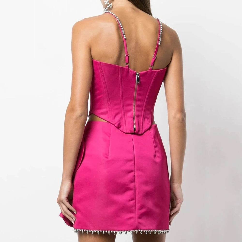 Tight Pink Diamond Heart Short Top - REBECATHELABEL