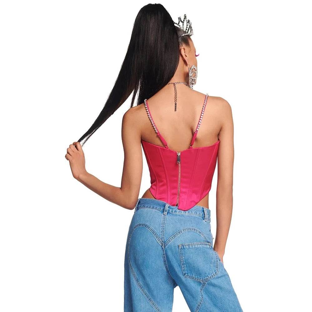 Tight Pink Diamond Heart Short Top - REBECATHELABEL