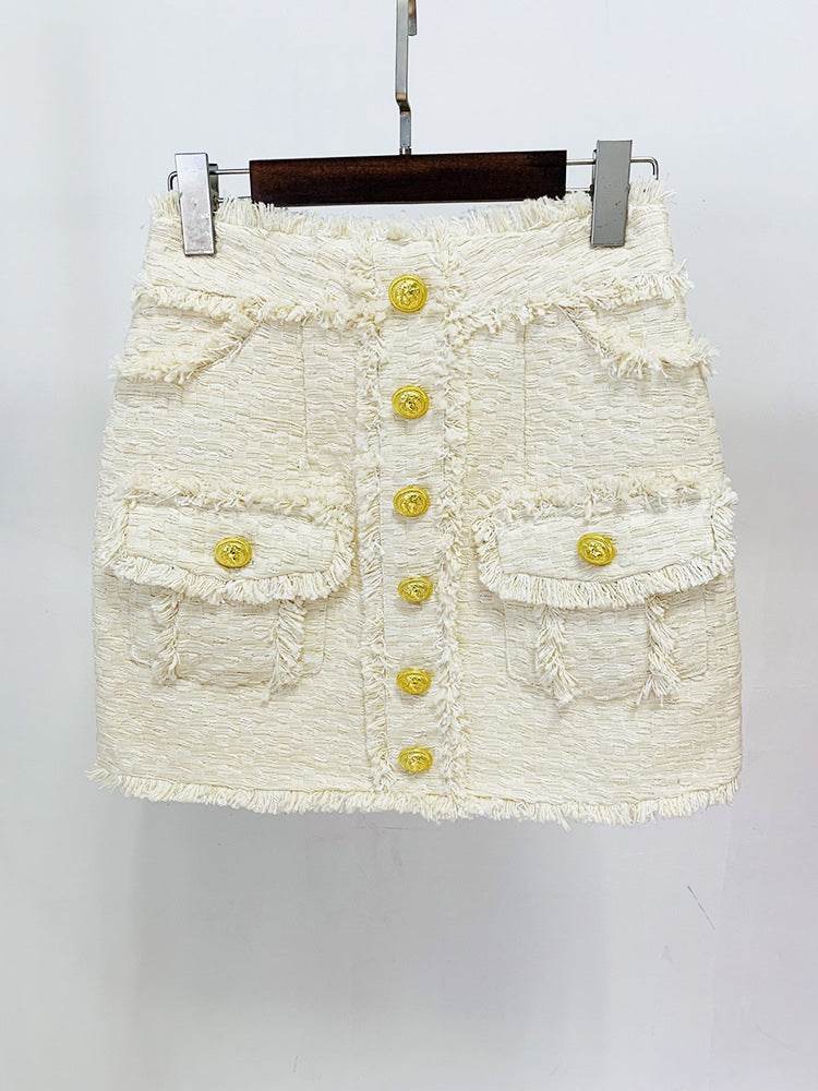 Tweed Cropped Top skirt set - REBECATHELABEL