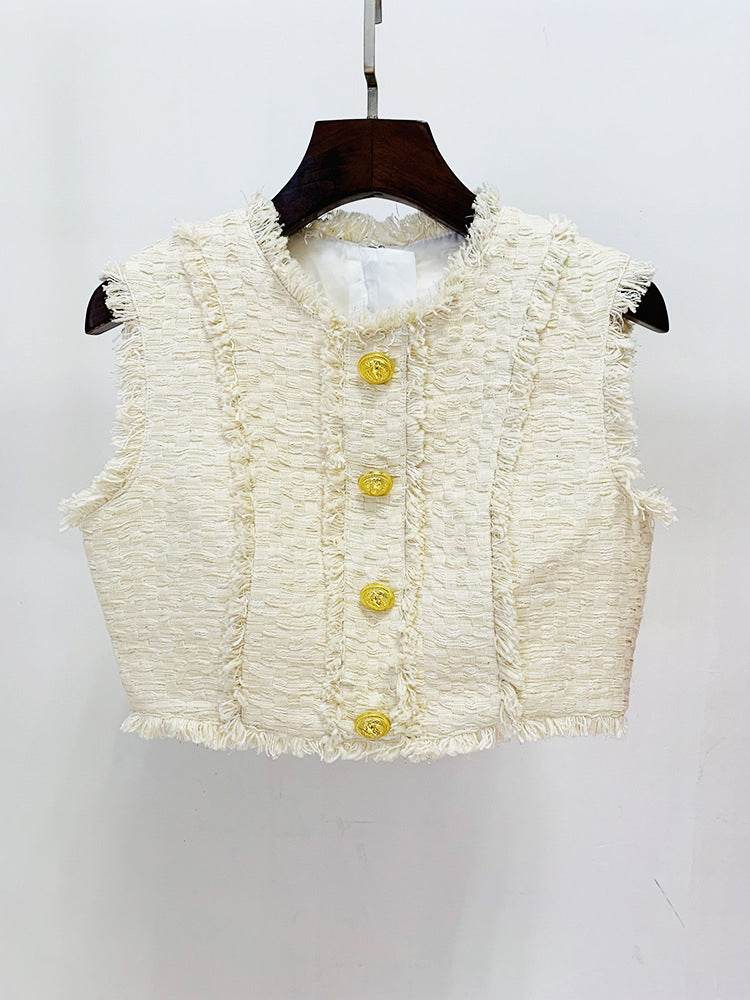 Tweed Cropped Top skirt set - REBECATHELABEL